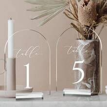 1 Set Acrylic Wedding Table Number Cards, Private Arch Table Number Place Cards, Suitable For Weddings, Engagements, Housewarming, Restaurants - Applicable For Various Holiday Parties, Transparent Seat Markers With Stands, Suitable For Party & Banquet Decorations - Multicolor - View 12
