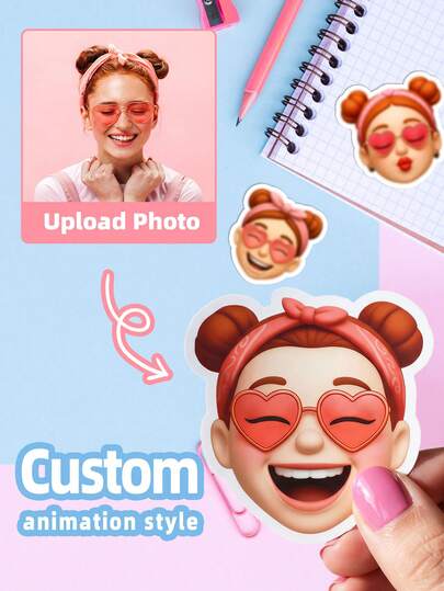 1-84pcs Custom Portrait Stickers - Upload Photo Digital Portrait Stickers, Custom Cartoon Stickers, Waterproof Labels For Water Bottles, Cups, Notebooks, Envelopes, Laptops, Gift Boxes Wrapping, High Quality Colorful Cute Fashion Stickers, Perfect For Gifting To Family, Friends, Classmates, Colleagues, Students, Teachers, Ideal For New Year, Back To School Season, Birthday Parties, Daily Gatherings