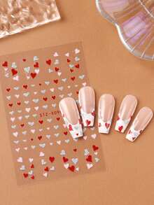 2 piezas Pegatinas de arte de uñas en forma de corazón mini con brillo rojo, rosa y plateado, corazones superpuestos, decoración de uñas brillante para el Día de San Valentín, suministros de uñas para mujeres y niñas para manualidades - Multicolor - Ver 10