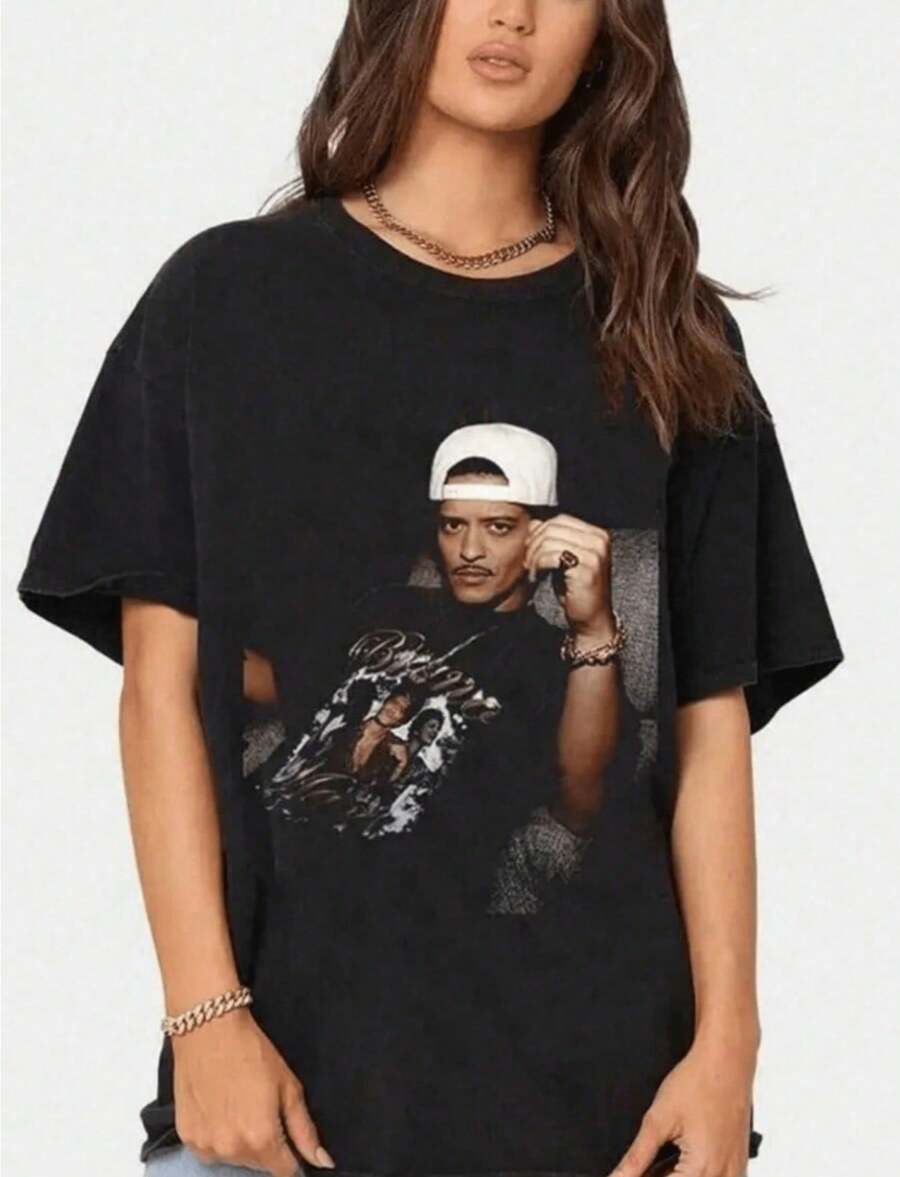 Bruno Mars Music Shirt Gift For Fans T-Shirt Black Cotton Unisex Size - màu đen - Xem 1