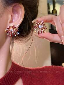 Silver Needle Snowflake Bow Christmas Earrings Design Sense Exquisite Sweet Studs Light Luxury High-End Versatile Earrings For Women - 43#銀針-銀色 - 查看 10