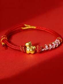 1pc/ Natural Stone Bracelet, Zodiac Horse, Money Coming Soon, Red Bracelet, Hand-Woven, Adjustable Size, Exquisite Red String Bracelet, An Ideal Gift For Friends During Festivals And Gatherings - Pony Woven Bracelet - View 16