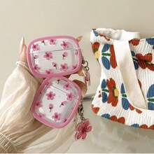 粉色花卉图案保护壳，兼容苹果手机，防刮防摔。 - 無色 - 查看 8