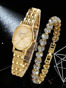 LIANDU LIANDU 简约奢华风格，复古又不失时尚。椭圆形表壳，饰以铆钉表盘，搭配可拆卸不锈钢表带。这款石英表配有同款手链套装，适合日常佩戴，也是一份理想的礼物。