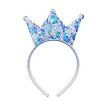 Birthday Christmas Crown Headband For Girls Sequins Glitter Crowns Headbands For Sister Halloween Costumes Cosplay Hair Accessories For Girls Crown Hairbands Party Head Band - Blue - View 2