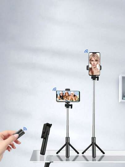 1pc Wireless Selfie Stick With Tripod, Remote Control, Phone Holder And Built-In Tripod, Suitable For Summer Vacation, Travel, Outdoor Activities, Live Streaming And Stable Recording, For Vlogging