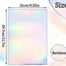 A4 Holographic Lamination Sheets - 5/10/20/50 Pcs Self-Adhesive PVC Film, Transparent Rainbow Effect Lamination Film, Suitable For DIY Stickers, Photos, Scrapbooks, Trading Cards And Craft Making - Rainbow - View 10