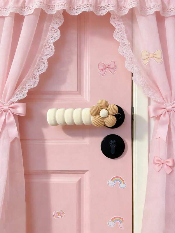 Capa Floral para Maçaneta de Porta, Manga Protetora Macia e Quente, Adequada para Portas de Abertura Esquerda e Direita, Capa Antiestática para Fechadura de Porta, Uso Doméstico, Coisas Fofas