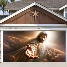 Produktbild von Kirche Weihnachtsfeier Dekor Weihnachts Garagentor Banner 2,5x2,4 M - Religiöse Krippen Dekoration Garagentor Banner 2,1x2,4m Krippe Jesus Weihnachten
