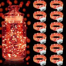 12 Pack Red LED Fairy String Lights, Battery Operated Copper Wire Mini Twinkle Lights, Flexible Waterproof Micro Lights For Jar Decor, Christmas, New Year Eve, Party, Bedroom, Wedding, Holiday & Home Decorations