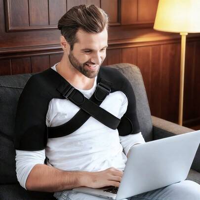 Adjustable Double Shoulder Compression Support Strap Sports Shoulder And Back Protection Belt Breathable And Warm Suitable For Home Use And Sports Double Support