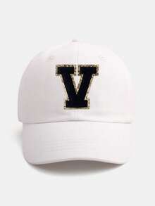 1PC Personalized Initial Letter Baby Baseball Cap (A-Z Options) - White Adjustable Daily Sun Hat For 3 Months To 2 Years, Toddler Cap With Brim - White - View 13