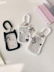 Thick Anti-Fall Cat Silicone Acrylic Photo Card Holder Keychain Student ID Card Campus Card Protective Case Back To School Supplies - Color - View 2