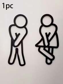 1 Pair Of (2pcs) Fun Bathroom Signs-Signals For Men's And Women's Toilets-Door Decorations For Men's And Women's Toilets - Multicolor - View 12