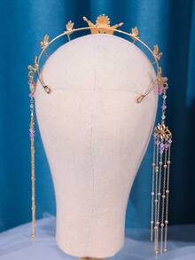 1件装女士紫色水晶流苏头饰，新娘婚礼头箍，派对/活动发饰，情人节配饰 - 紫色 - 查看 6