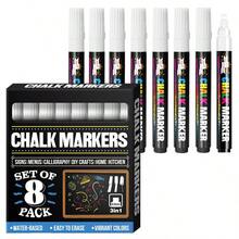 8 Cores Marcadores de Giz Líquido - Marcadores Apagáveis de Quadro Branco Vibrantes, Adequados para Quadros Brancos, Quadros Negros, Janelas, Vidro e Também para Uso Automotivo - Multicolorido - Visão 10