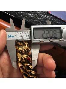 20mm 316L Stainless Steel Miami Curb Chain Nekclace Or Bracelet  For Men Jewelry Cuban Link Chain Necklaces For Men Gold Chain Cuban Link Chain Women Baddies Chain Accessories Suitable As Valentine's Day Gift, For Party And Daily Wear Auspicious New Year Gifts - 20毫米(0.78吋) - 查看 11