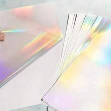 A4 Holographic Lamination Sheets - 5/10/20/50 Pcs Self-Adhesive PVC Film, Transparent Rainbow Effect Lamination Film, Suitable For DIY Stickers, Photos, Scrapbooks, Trading Cards And Craft Making - Rainbow - View 6