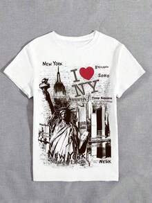 INAWLY Women Y2K Lovers Rock Pattern Round Neck T-Shirt, Outdoor Casual Loose T-Shirt, Suitable For Party Spring And Summer Daily Casual Wear - 白色 - 查看 3