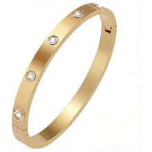 Gold Bracelets Women Friendship Love Bangle Bracelets 14K Gold Plated Stainless Steel Bracelet Jewelry Valentines Birthday Gifts Women Stocking Stuffers - vàng-10 + 6,5" - Xem 1