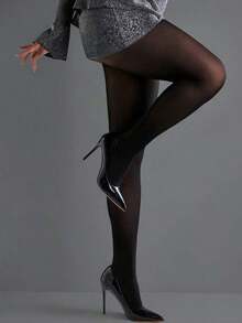 Semi-Sheer Black Leggings - Sexy Sheer Pantyhose For Women - màu đen - Xem 3