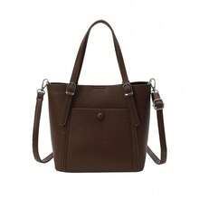 [Oferta exclusiva]Bolso tote de mujer de moda gran capacidad bolso de hombro cruzado versátil para el trabajo y las compras - marrón - Ver 1