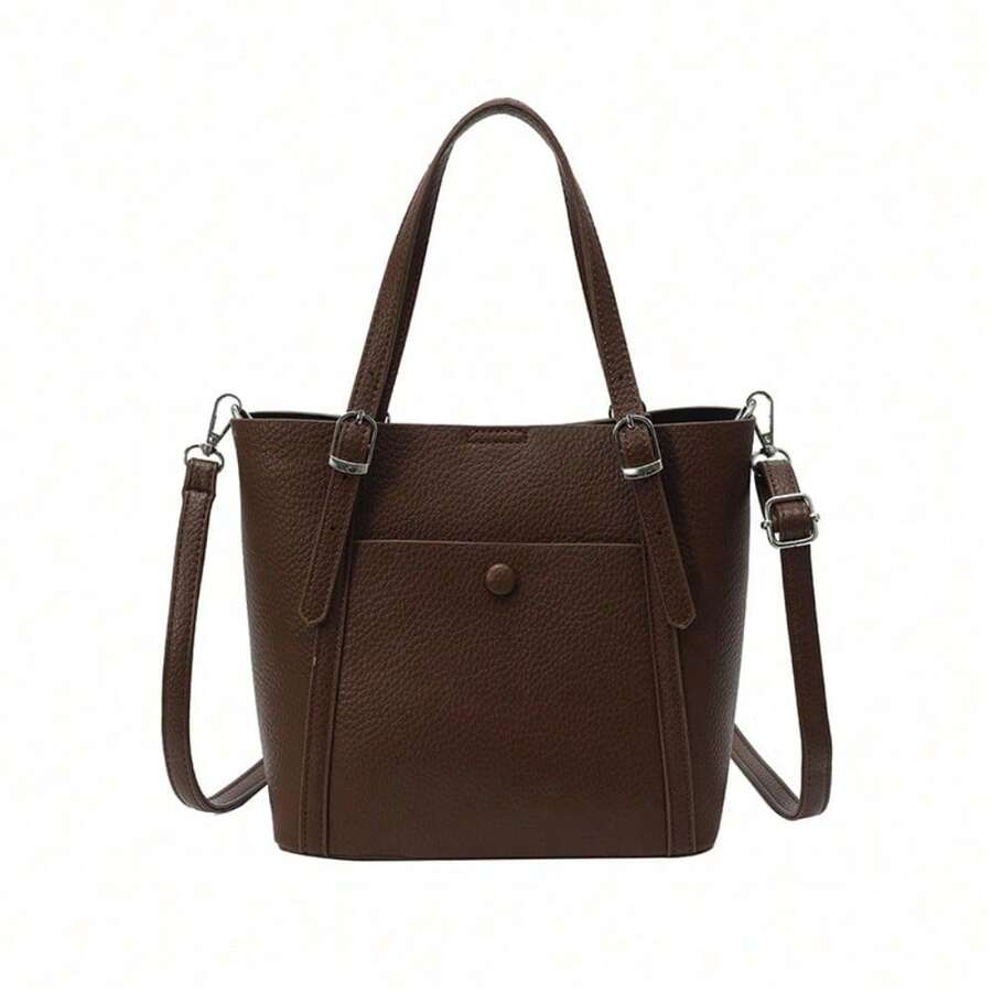 [Oferta exclusiva]Bolso tote de mujer de moda gran capacidad bolso de hombro cruzado versátil para el trabajo y las compras - marrón - Ver 1