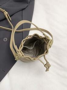 Women's Fashionable Versatile Retro Mini Bucket Crossbody Bag - Khaki - View 7