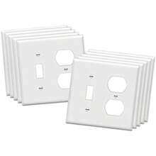 ENERLITES - Interruptor de luz de palanca combinado o toma de receptáculo dúplex placa de pared de metal, resistente a la corrosión, tamaño de 2 bandas 4.5 x 4.5 pulgadas, 771121, acero inoxidable 430(1. Blanco) - Multicolor - Ver 1