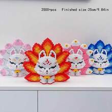 30,000pcs Large Nine-Tailed Fox Micro Building Blocks, Couple Pink & Blue Cute Decor, High Difficulty Assembly Toy Gift, Adorable Nine-Tailed Fox Linked Bricks, 3D Stereo Model, Adult Stress Relief Desktop Decoration - Multicolor - View 8