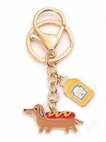 时尚钥匙扣吊坠，可爱卡通番茄酱瓶和贵宾犬钥匙扣，可挂在背包或车钥匙上，情人节礼物，日常佩戴，个性化节日礼物 - 彩色 - 查看 5