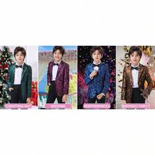 Teen Boy Jacquard Tuxedo 3 Piece Suit Set - Bow Tie Included For Wedding Prom - 藍葉 - 查看 10