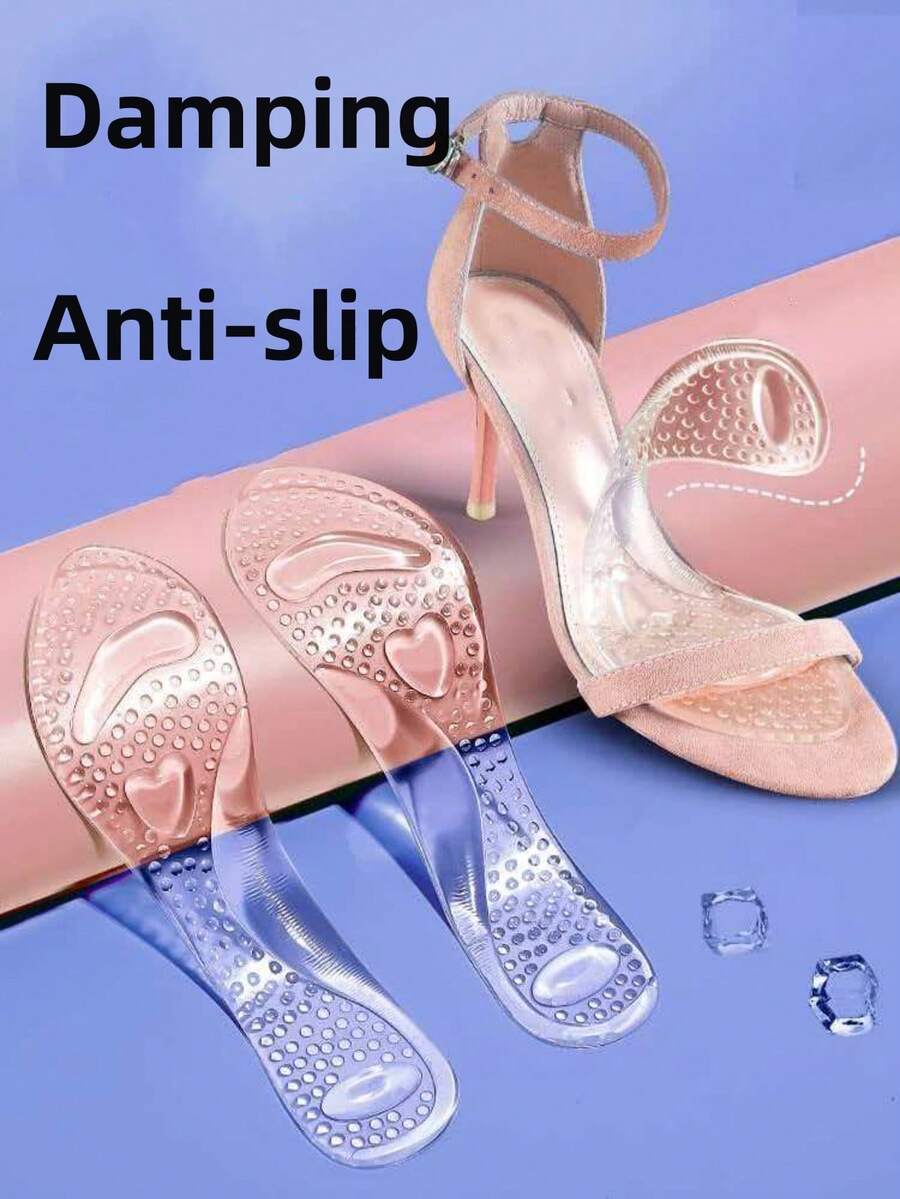 1 Pair Women's Soft Comfortable Silicone Insoles, Suitable For Sandals, High Heels And Other General Footwear - Multicolor - View 1