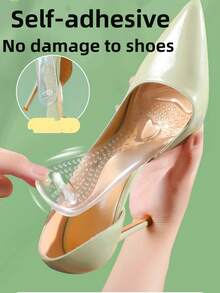 1 Pair Women's Soft Comfortable Silicone Insoles, Suitable For Sandals, High Heels And Other General Footwear - Multicolor - View 2