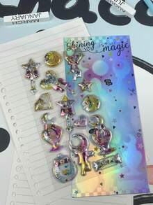 Cute Cartoon Scented 3D Liquid Quicksand Stickers, Fun Glitter Shaking Toys, Embossed Stickers, Kawaii Girls Decor DIY PVC Stickers, Decorations - Gifts. Perfect For Home Room Decor, Party Decor, Birthday Gifts And Various Holiday Gifts, Fashionable. Fashion Item. Luxury. Sewing. DIY. - Multicolor - View 8