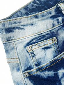 2-Pack Men's Summer Versatile Street Style Stretch Casual Denim Shorts - Light Blue + Dark Blue - View 10