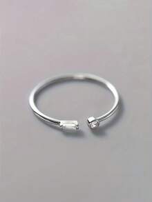 1 chiếc nhẫn đá Cubic Zirconia tinh tế, quà tặng đám cưới, đính hôn, kỷ niệm, ngày Valentine cho phụ nữ - Bạc - Xem 2