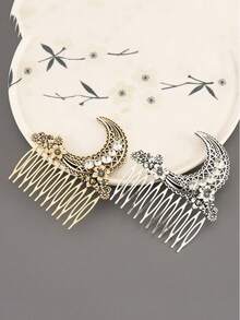 1pc Elegant Vintage-Style Moon-Shaped Hair Comb, Creative Hair Accessory