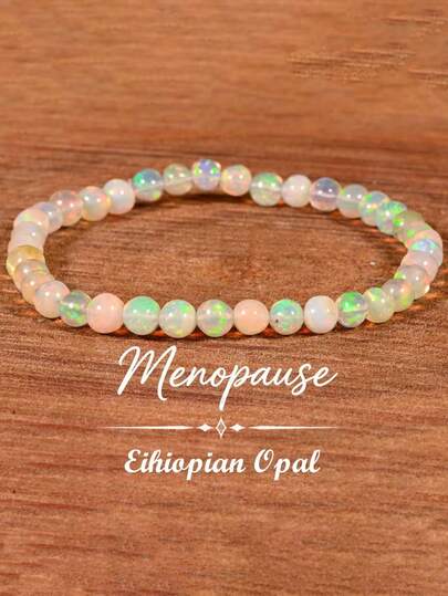 Menopausal Balance Bracelet, Opal Bangle, Made With Adjustable Elastic Cord, Helps Maintain Emotional Balance
