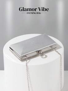 Women's Rhinestone Decorated Clutch Bag, Shiny Box-Shaped Handbag With Gemstone Metal Chain, Perfect For Weddings, Parties, Galas, Dinners, Birthday Gifts, Valentine's Day Gifts, Gatherings, Can Be Used As A Shoulder Bag, Handbag, Clutch, Or Cosmetic Bag - Silver - View 8