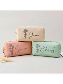 Personalized Cosmetic Bags, Customized Travel Storage Bags, Toiletry Bags, Zippered Cosmetic Pouches, Gifts For Sisters, Women, Bridesmaids, Brides, Birthdays, Valentine's Day, Suitable For All 4 Seasons - Multicolor - View 6