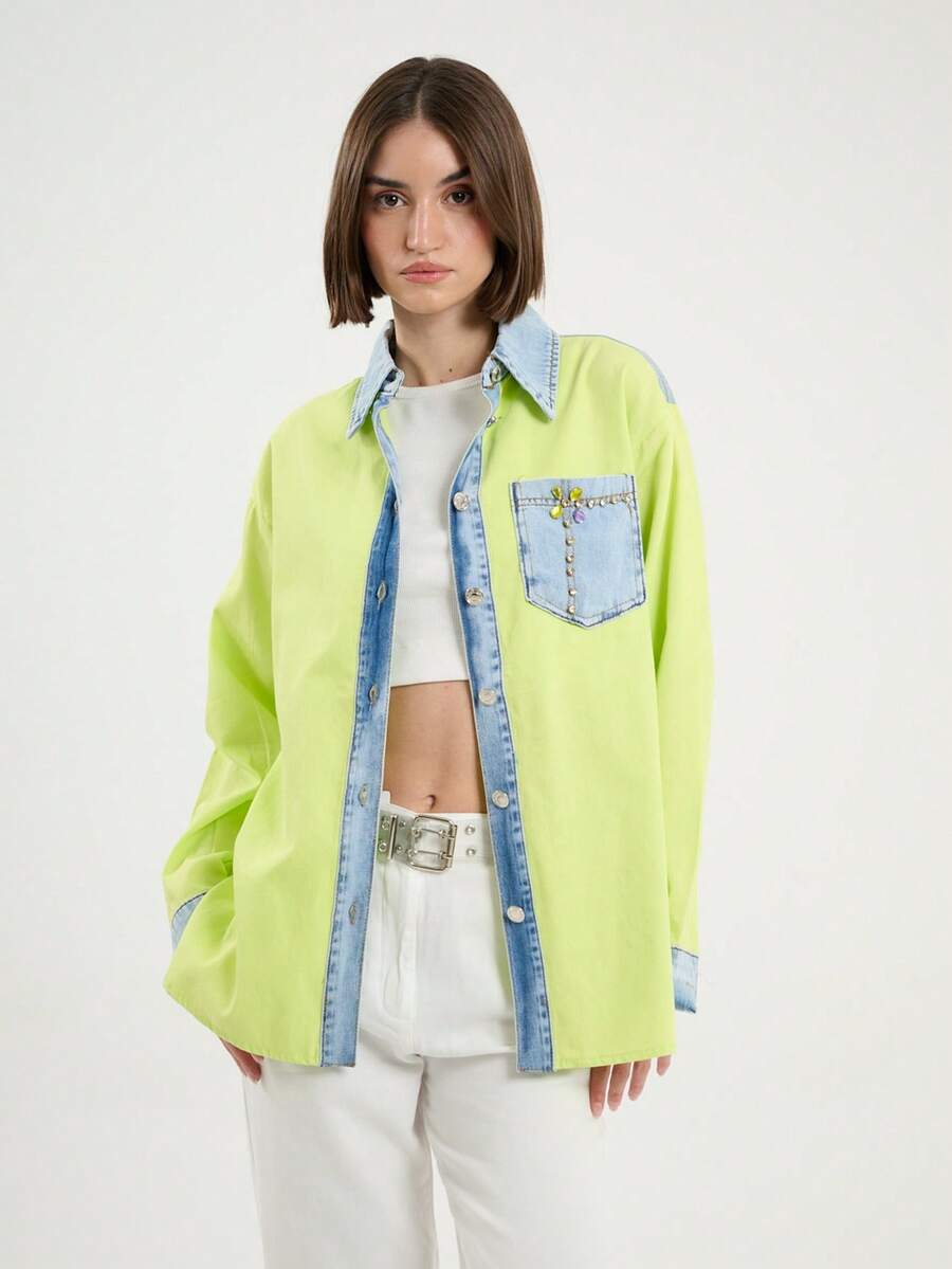 Stone Mix Shirt-MADE IN TURKEY - Lime Green - View 1