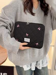 多功能笔记本电脑包，带蝴蝶结，笔记本电脑保护套，适用于 13、13.3、14、15、16 英寸笔记本电脑、笔记本、Chromebook，适合女性，是送给老师的绝佳礼物，可作为背包使用，适合大学、返校、教室等场合，防水，是旅行必备品。 - 黑色 - 查看 11