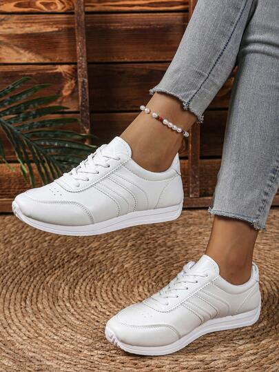 Women's Casual Sneakers, 2025 Spring/Autumn New Style, Patchwork Design, Flat, Daily Commute, Comfortable & Versatile, Simple White Shoes, Student Shoes, Fashionable Low-Top, Retro Sports Shoes, Women's Summer Casual Flat Non-Slip Patchwork Colorful Outdoor Sports Shoes, Spring/Autumn