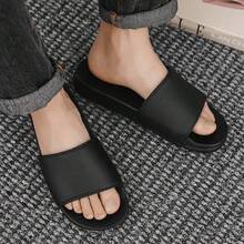 1 Pair Men's Summer Flip Flops, Flat, Non-Slip, Bathroom & Casual Slippers - Black - View 5