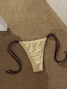 Quần bikini nữ, đồ bơi chấm bi thường ngày, bộ đồ thời trang ren chấm bi nâu vàng mùa hè/trang phục đi chơi/trang phục sinh nhật/thường ngày/phong cách Y2K/thời trang đường phố/kỳ nghỉ/lễ hội âm nhạc/tiệc bể bơi. - vàng nâu - Xem 3