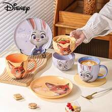 Disney Zootopia Ceramic Tableware Set, Cute 3D Embossed Plate & Cup, Couple Dinnerware, Glazed Embossed Plate & Cup, High-Quality Ceramic Tableware - Multicolor - View 3