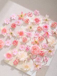 50pcs Artificial Flower Heads, Assorted Sizes Of Synthetic Flowers, Mini Fake Flowers, Daisy Flowers, Suitable For Wedding Crafts, Home Decor, Party And More - Pink - View 6