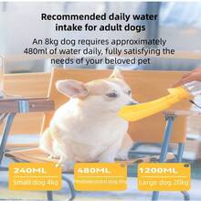 1pc Portable Dog Water Bottle - Leak-Proof Pet Water Bottle With Bowl, Suitable For Travel And Outdoor Activities - Multicolor - View 1