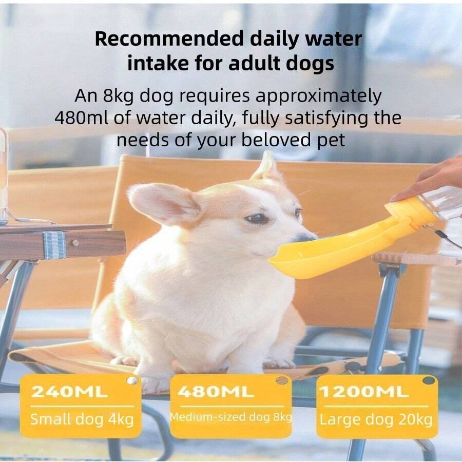 1pc Portable Dog Water Bottle - Leak-Proof Pet Water Bottle With Bowl, Suitable For Travel And Outdoor Activities - Multicolor - View 1